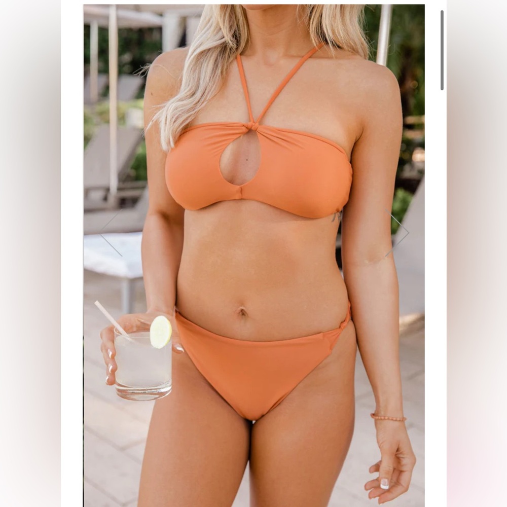 NWT- Pink Lily- Orange Bikini Set- Size Medium